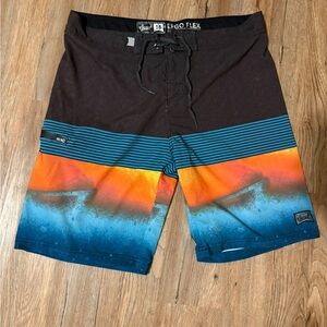 Men's Swim Shorts - Black and Orange